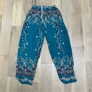 Teal Paisley Print Pants